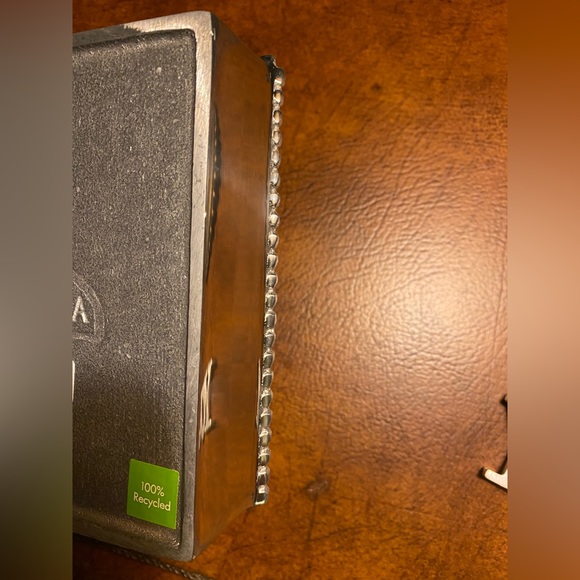 EUC Rare! Retired pieces Mariposa Silver beaded napkin box w/JOY napkin weight - Picture 8 of 16